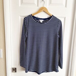 Liz Claiborne Blue and White Fitted Long Sleeve Tee
